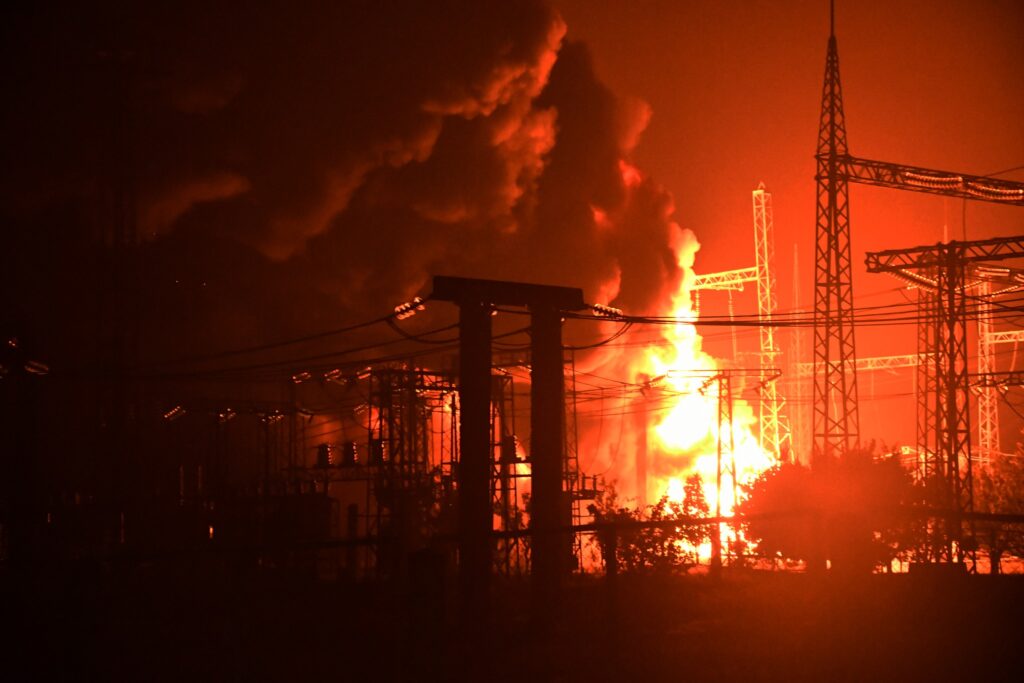 How's Russia-Ukraine Energy Strike Ceasefire Going So Far? - The State Signal Fire at an energy infrastructure facility after Russian shelling 2022 09 29 04 - The State Signal