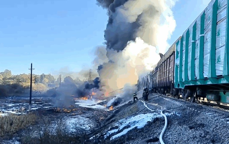 Massive Fire After a Train Derailment in Russia’s Smolensk Region - The State Signal